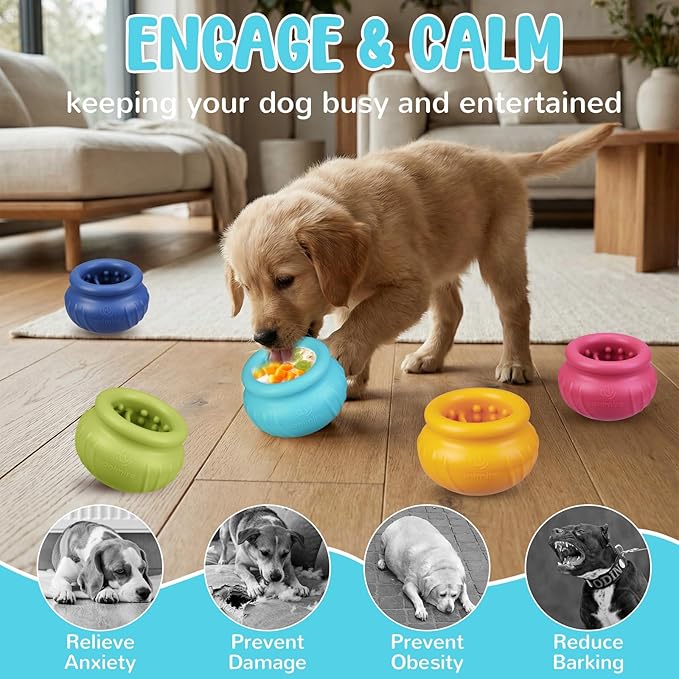 Wobbly Dog Enrichment Lick Toy, Stuffable Frozen Lick Bowl to Keep Dogs Busy, Long-Lasting Interactive Treat Dispensing Dog Toy, Silicone Fetch Catch Chew Toy(Teal,S)