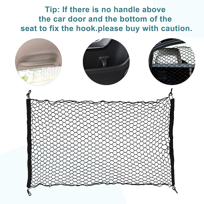 Dog Car Net Barrier, Hook Pet Divider - Black, 47.24"x27.56"