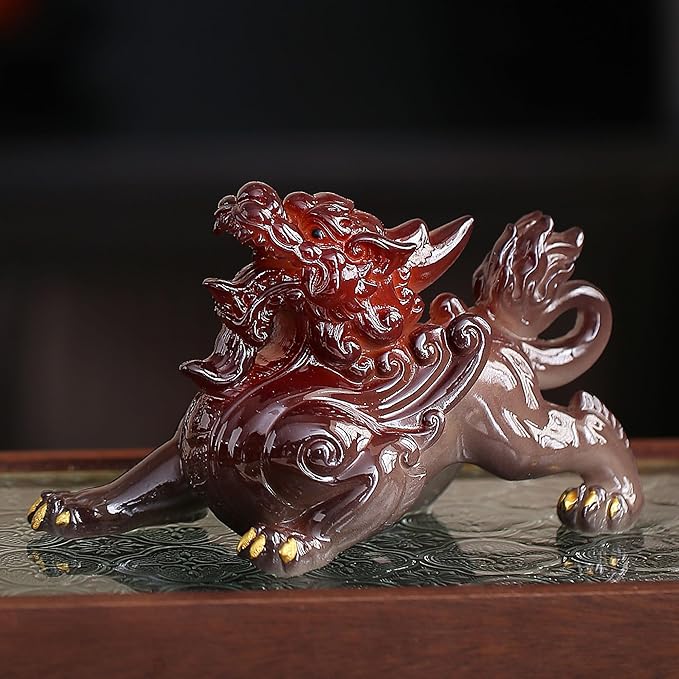 Color Changing Tea Pet, Tea Set Accessories Traditional Gongfu Tea Set Accessory, for Tea Lover Friends (red pixiu)