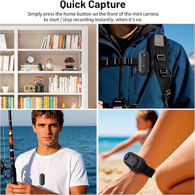 4K Mini WiFi Action Camera 64GB Thumb POV Portable Body Cam Wearable Video Recorder with IPX7 Waterproof Underwater Camcorder, Helmet Mount, Magnetic Sport DV for Bike Cycling, Pet, Vlogging(Black)