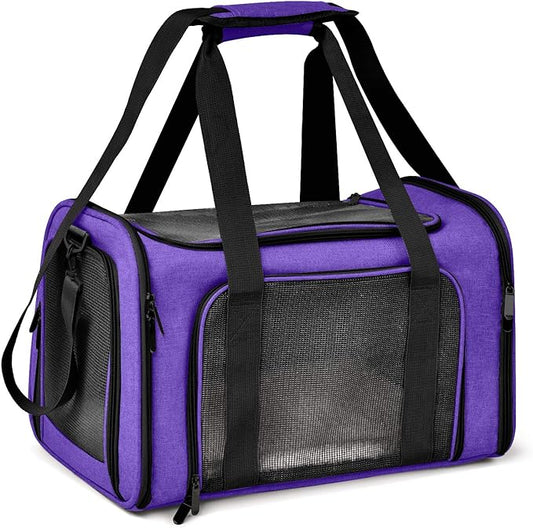 Henkelion TSA Airline-Approved Soft-Sided Pet Carrier – Collapsible, Fits Cats & Dogs up to 15 lbs – Purple