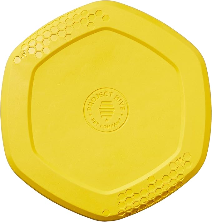 PROJECT HIVE ·PET COMPANY· - Hive Frisbee for Dogs - Dog disc - Great for Fetch - Includes a Lick mat on Back - Floats in Water, Smooth Glide - Made in The USA