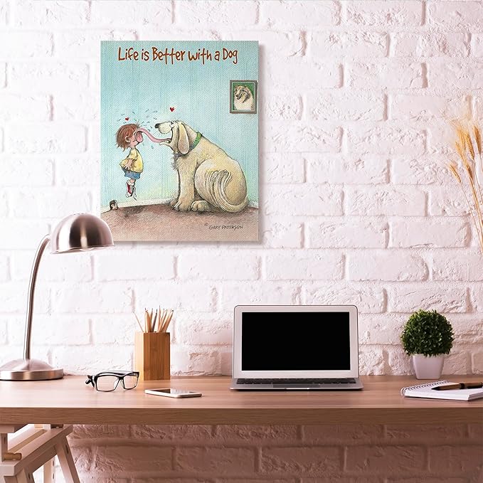 Stupell Industries 'Life is Better with A Dog Funny Pet Cartoon Design', Canvas Art, 30 x 40 Inches, Easy to Hang and Sturdy, Made in USA, by Gary Patterson