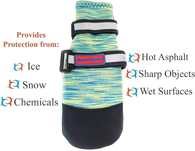 All Weather Neoprene Paw Protector Dog Boots with Reflective Straps in 5 Sizes! (Turquoise XXL)