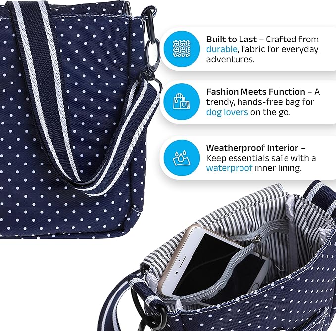 DOOG Walkie Bag - Adjustable Dog Treat Pouch Shoulder Bag with Poo Bag & Water Bottle Compartments - Comfort Fit for Everyday Use