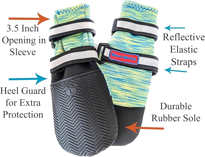 All Weather Neoprene Paw Protector Dog Boots with Reflective Straps in 5 Sizes! (Turquoise XL)