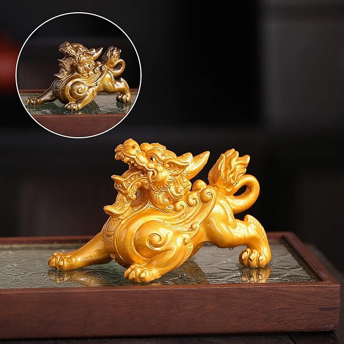 Color Changing Tea Pet, Tea Set Accessories Traditional Gongfu Tea Set Accessory, for Tea Lover Friends (Golden pixiu)