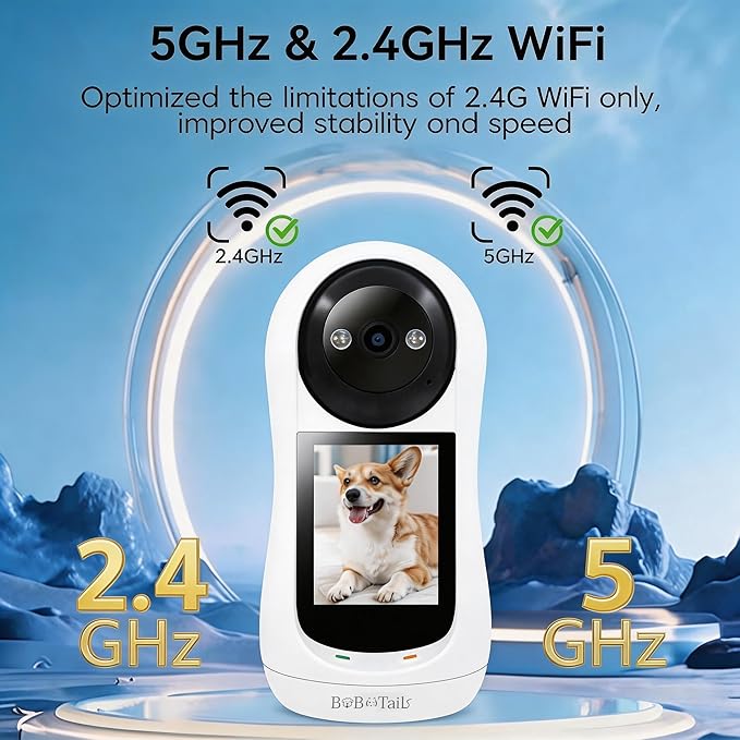 Pet Camera for Dogs Cats - 5MP 1080P Indoor Smart Camera with 360° Vision, Motion Tracking, 2-Way Audio, Human Detection & 32ft Night Vision for Baby and Pet Monitor