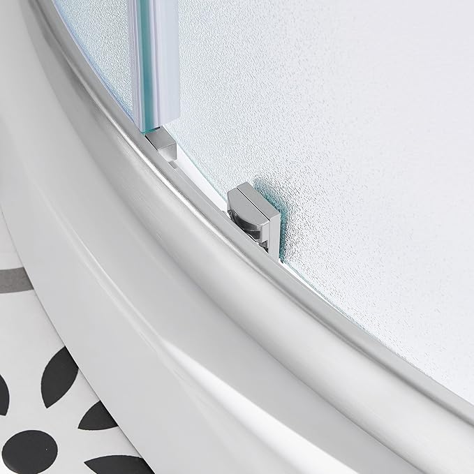 OVE Decors Breeze 34 in. Corner Shower Frosted Sliding Door with Base in Satin Nickel Finish