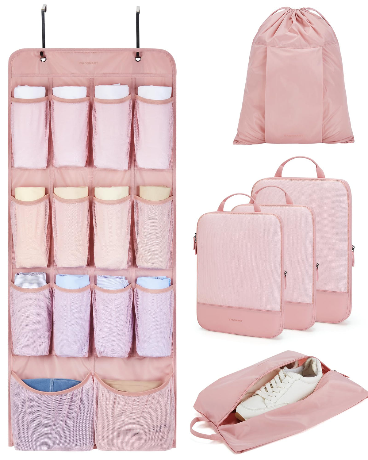 BAGSMART Hanging Compression Packing Cubes 6 Set Cruise Travel Essentials