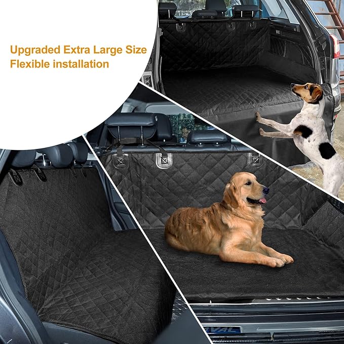 SUV Cargo Liner for Dogs - Quilted Waterproof Trunk Seat Cover with Bumper Flap Protector - Universal Fit for Large Size Cars, Jeeps, Trucks, Sedans, and Vans Washable