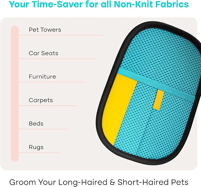 Uproot Pet Hair Removal Glove for Cats & Dogs: Infinitely-Reusable Electrostatic Pet Hair Remover Glove for Any Fabric - Cleans Furniture, Clothes, Car Upholstery, & More