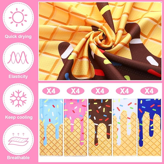 Breling 20 Set Baseball Cream Drip Cooling Towels with Bags 40 x12 Ice Cooling Towels Microfiber Sweat Sport Rags Absorbent Chilly Wash Cloth for Hot Weather Workout Yoga Gym Coach Sport Party Favors