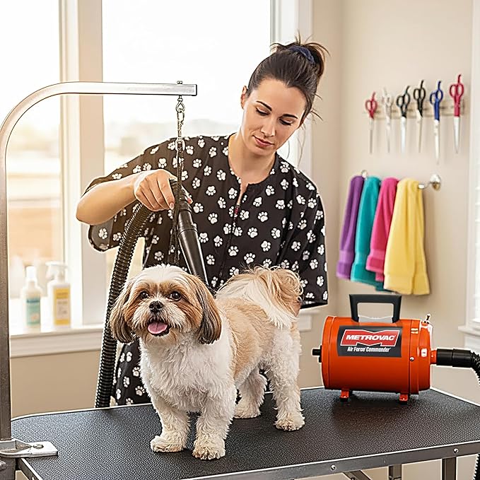 METROVAC AFTD-3 Air Force Commander 2-Speed Pet Grooming Dryer Pink | High Velocity Dog Hair Blower 4.0 HP USA