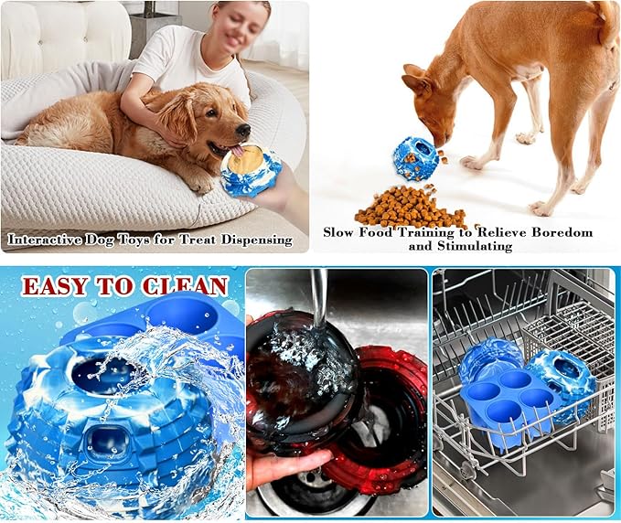 XHX Long-Lasting Interactive Dog Toy to Keep Your Pup Distracted - Safe for Dogs - Low-Mess Design - Dog Toys for XL Dogs 75 lbs and Up(Large, Blue and White)