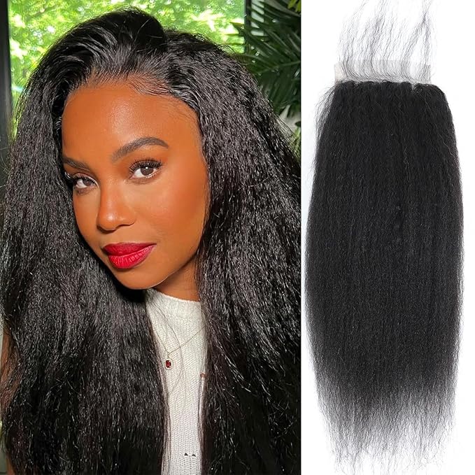 Selian 5x5 HD Lace Closure Kinky Straight Closure Human Hair Yaki Straight Closure Remy Human Hair 16 Inch