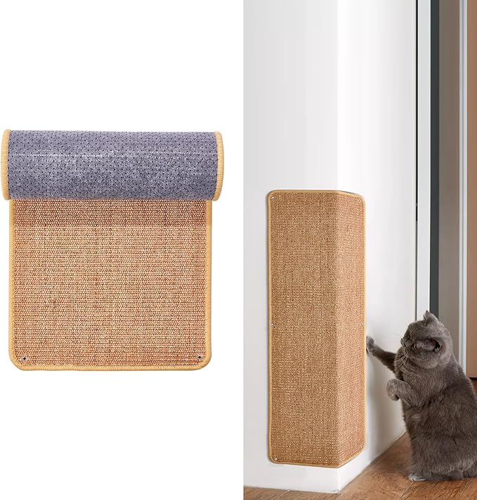 Natural Sisal Cat Scratcher Mat, Wall Scratcher Carpet, Cat Climbing Wall, Large Tall Scratching Post, Sofa Protector, Scratching Mat Pad for Indoor Cats (Brown, 78.7" Lx15.7 W, 1PC)