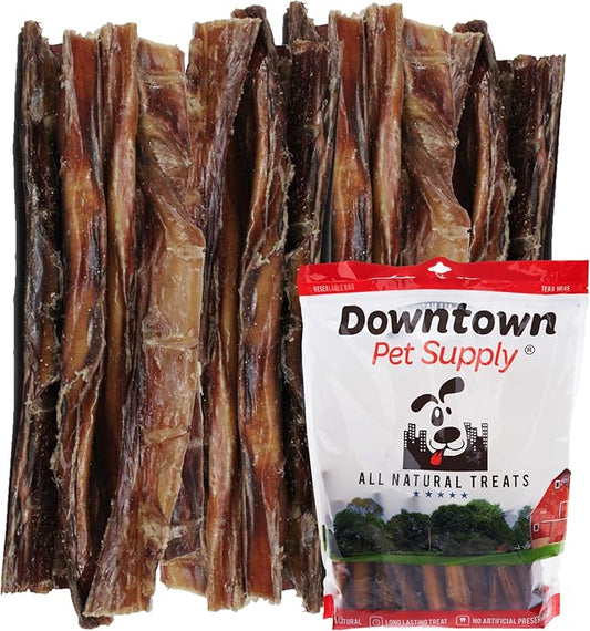 Downtown Pet Supply USA Sourced Bully Sticks for Dogs - Grass-fed Beef Chews, Low-Odor & Rawhide-Free, Long Lasting Dog Treats for Heavy Chewers - Healthy, Safe & Delicious Chews (12" 10 Pack)