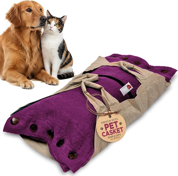 Cocoon® - Eco-Friendly Pet Burial & Cremation Ceremony Kit (Premium Wool) - Casket for Dogs and Cats (Choose Size & Color) (Medium, Magenta)