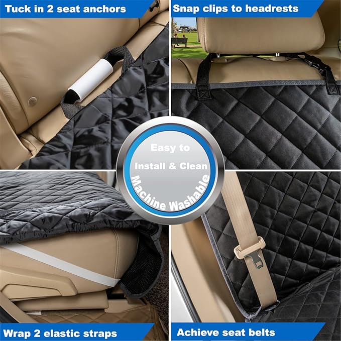 Bench Car Seat Cover Protector - Waterproof, Heavy-Duty and Nonslip Pet Car Seat Cover for Dogs with X-Large Size Fits for Large SUVs & Trucks