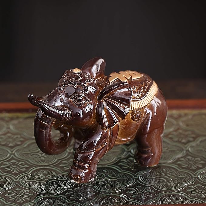 Color Changing Tea Pet, Tea Set Accessories Traditional Gongfu Tea Set Accessory, for Tea Lover Friends (Golden Elephant-a)