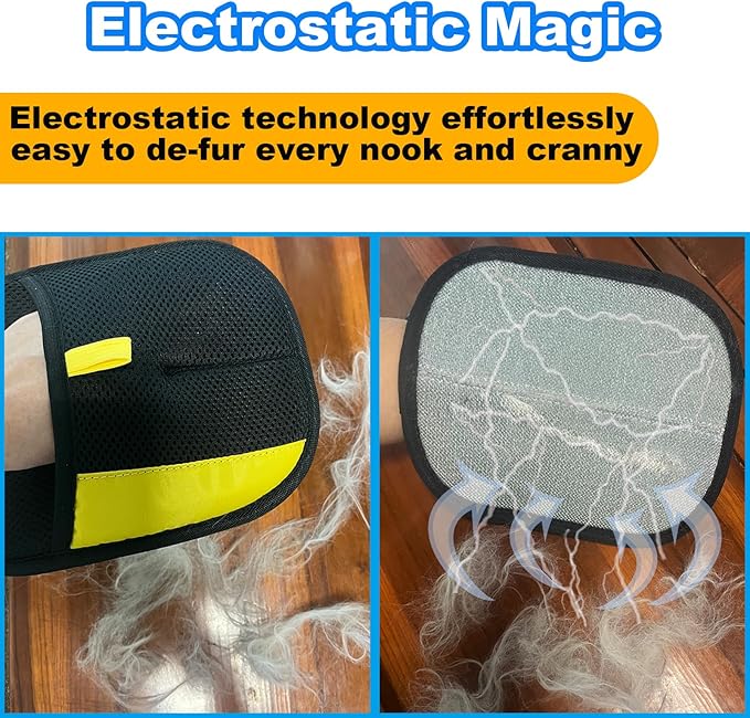 Pet Hair Removal Gloves for Cats Dogs, Upgraded Electrostatic Reusable Magic Cat Dog Fur Brush, Effortless Pet Hair Remover Mitt Tool for Furniture, Carpet, Clothes, Couch (2pcs-Black)