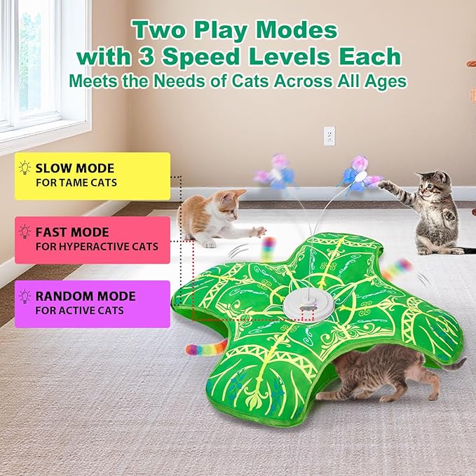 Interactive Hide and Seek Cat Toy with Green Cover + 2 Wire Butterfly Replacements