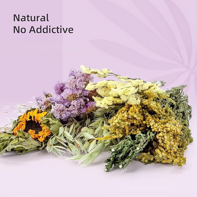 Niteangel Natural Flower & Herb Bedding Habitat Decor - for Hamsters Gerbils Mice Lemming Degus or Other Small Pets (Harvest Wind - Flower Version)