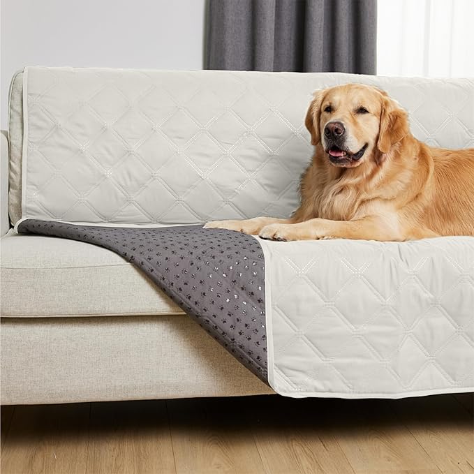 GORILLA GRIP Waterproof Dog Blanket, 68x82 Couch Cover for Dogs Washable, Protects Sofa, Furniture, Crate, Car, RV Essentials Pet Supplies, Tear and Slip Resistant Leakproof Cushion Cover, Light Taupe