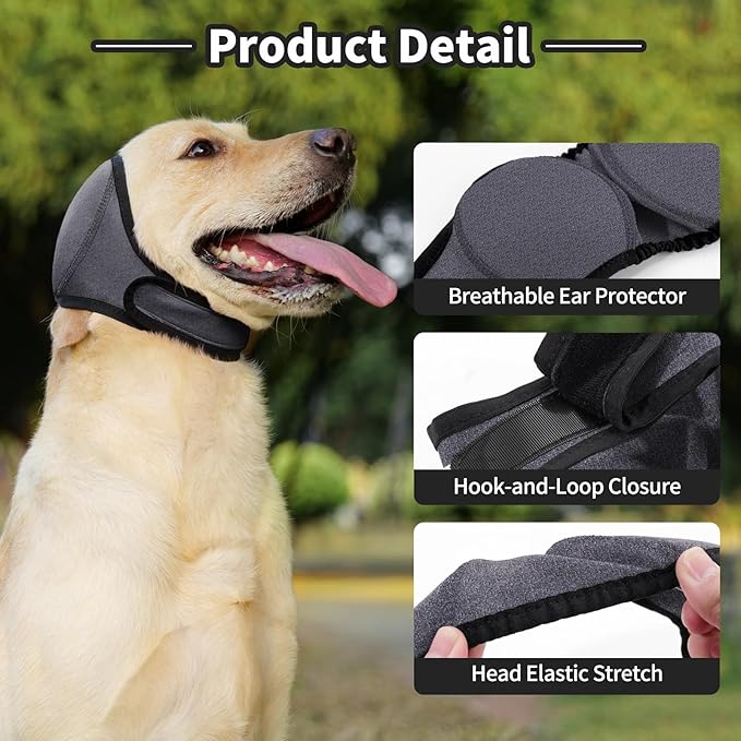 LIANZIMAU Dog Ear Covers for Bath, Swimming & Grooming Water Resistant Dogs Shower Cap Reusable Dog Ear Protection for Noise, Blow Drying Adjustable Ear Wraps for Dogs Bathing Supplies