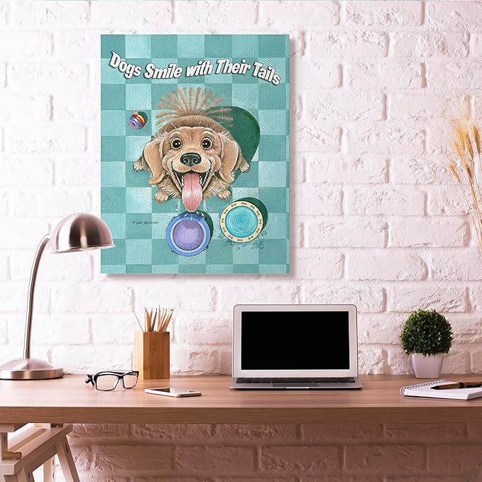 Stupell Industries 'Dogs Smile with Their Tails Funny Cartoon Pet Design', Canvas Art, 36 x 48 Inches, Easy to Hang and Sturdy, Made in USA, by Gary Patterson