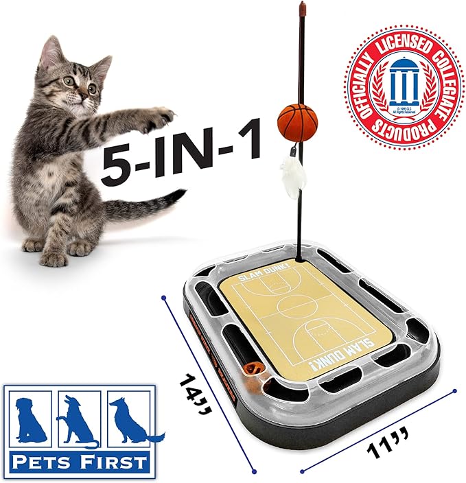 Cat Scratch Toy NCAA Oregon State Beavers Reversible Basketball Court Felt/Cardboard Cat Scratcher Toy. Interactive Cat Ball Bell Tracks. 6-in-1 CAT Toy: Cat Wand Poll Catnip-Filled Plush Basketball