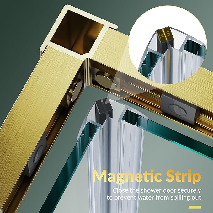 ELEGANT Corner Shower Door 36 in.D x 36 in. W x 72 in. H, Double Sliding Shower Door, Framed Corner Shower Enclosure with 1/4" Tempered Glass, Brushed Gold