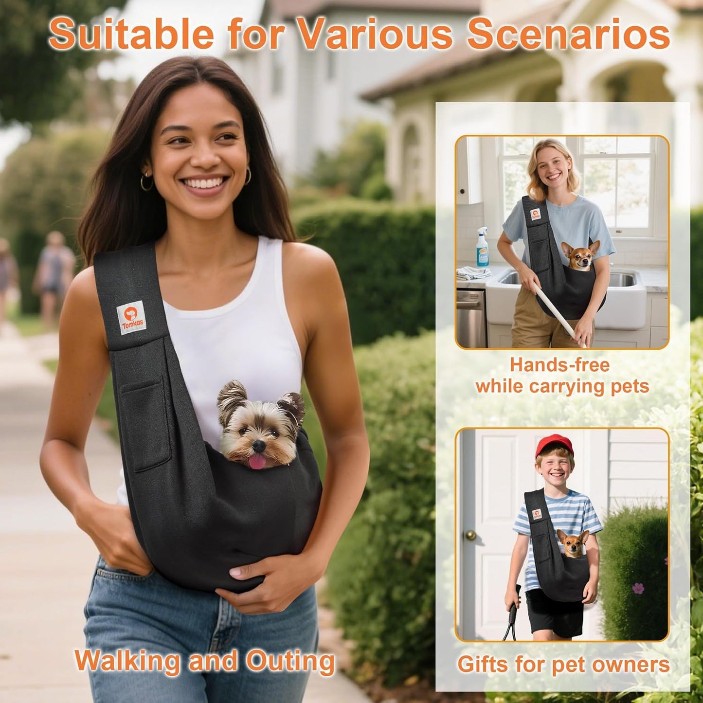 Dog Sling Carrier – Hands-Free Travel + Safe & Stylish