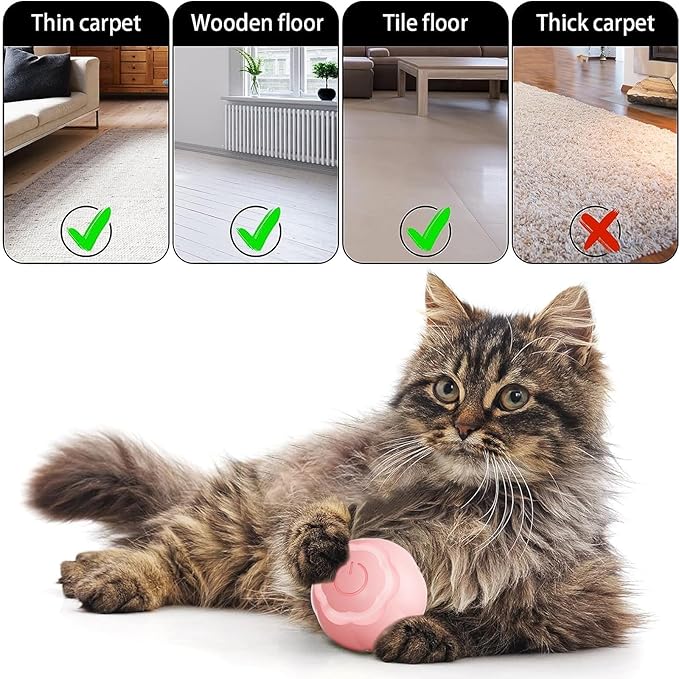Interactive Cat Toys Ball, Wloom Cat Ball 2.0 Rolling with Nail Clippers for Bored Indoor Adult Cats, USB Rechargeable Automatic Cat Toys, Moving Ball Cat Toy for Cat/Kitten