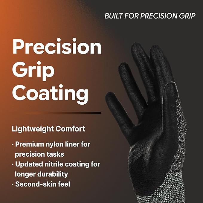 DEX FIT Nylon Work Gloves FN320, 3D Comfort Fit, Power Grip, Lightweight & Breathable, Touchscreen, Gardening, Yard Work, Warehouse, Delivery Driver Gloves; Red 7 (S) 3 Pairs