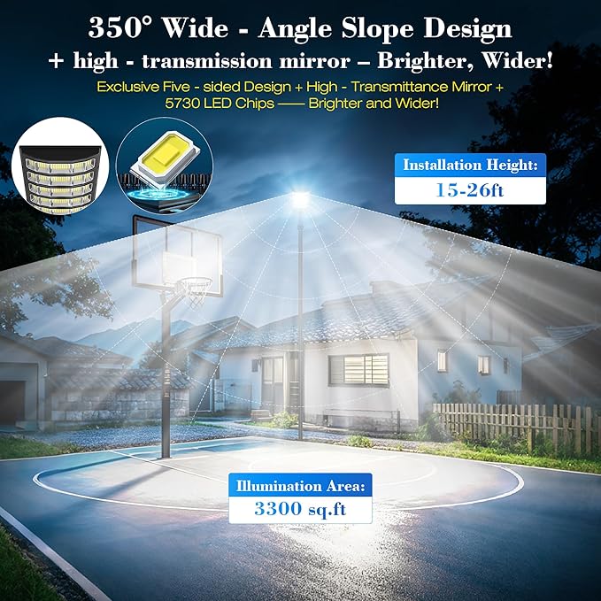 Solar Street Light Outdoor, 10000W Solar Lights Outdoor Waterproof with Motion Sensor, IP66 Solar Security Flood Lights for Yard, Pathway, Parking Lot - 350° Wide Angle & Remote Control Included