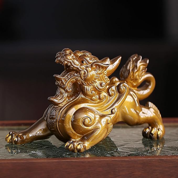 Color Changing Tea Pet, Tea Set Accessories Traditional Gongfu Tea Set Accessory, for Tea Lover Friends (Golden pixiu)