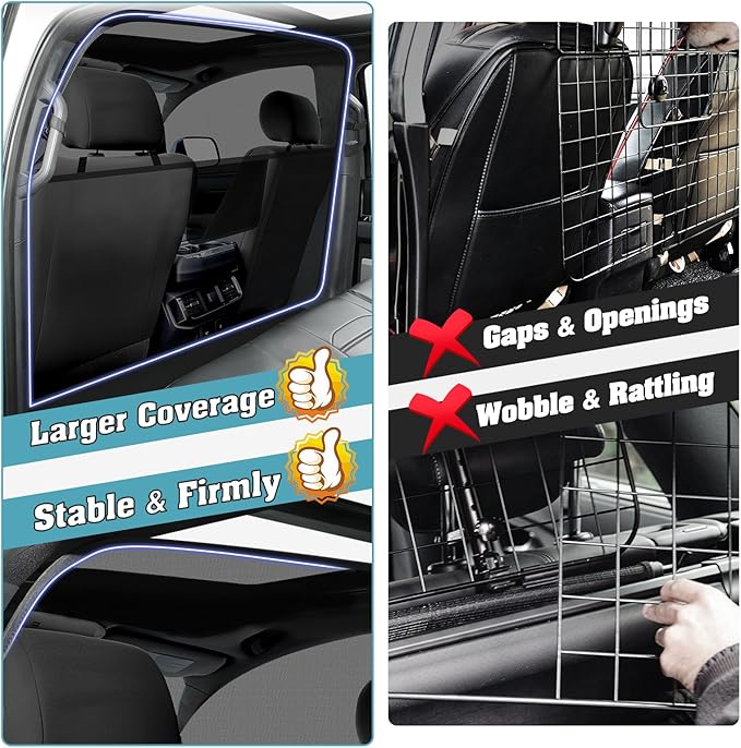 Mixsuper Dog Car Barrier, 61.4" Wide, Car Divider for Trucks, Large SUV, One-Piece Escape-Proof Back Seat Mesh Dog Car Net Barrier Black
