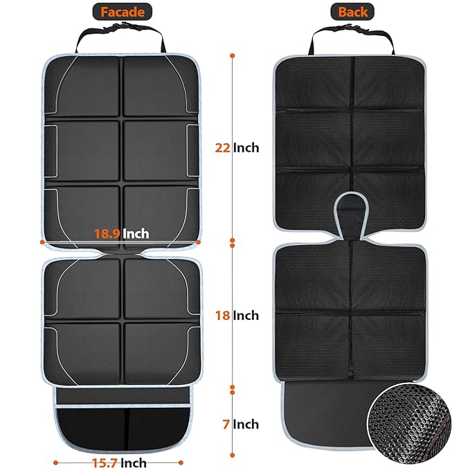 Gimars XL Thickest 5-Layer EPE Car Seat Protector for Child Car Seat and Pet, 2 Pack Large Waterproof 600D Fabric Carseat Protector Car Seat Cover with 2 Mesh Pockets for SUV Sedan Truck Leather Seat
