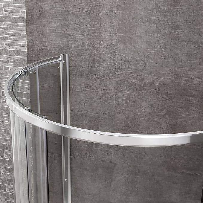 OVE Decors Breeze 34 in. Corner Shower Clear Sliding Door with Base in Satin Nickel Finish
