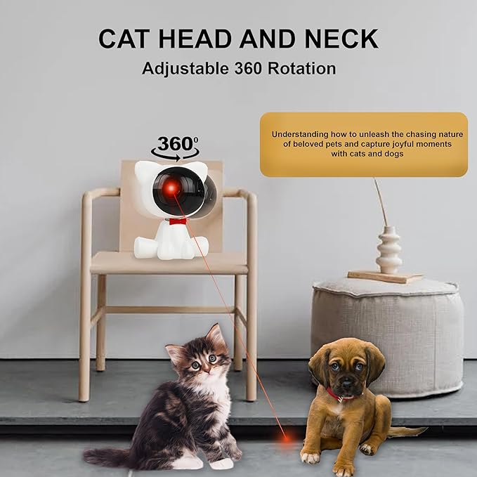 Interactive Cat Laser Toy for Indoor Cats – 360° Irregular Rotation, Rechargeable Automatic Pet Toy for Bored Indoor Adult Cats, Kittens, and Dogs