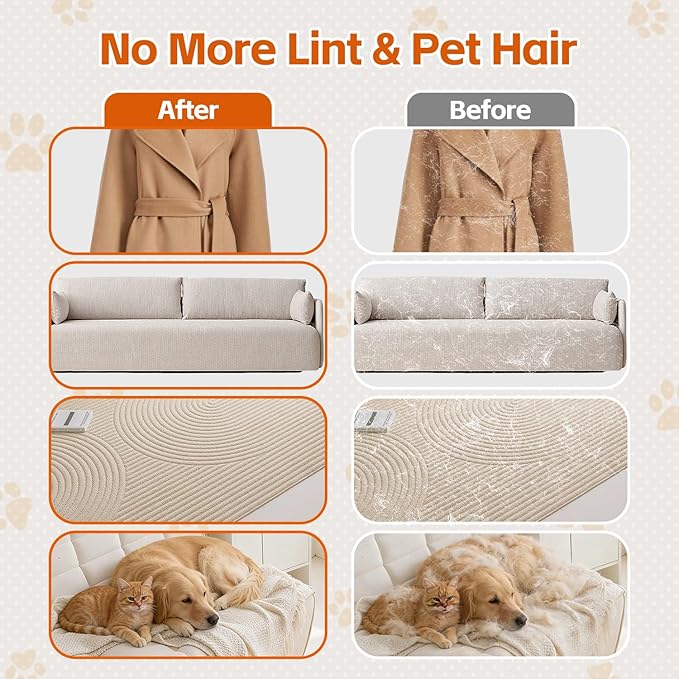 2 Pack Pet Hair Removal Glove, Pet Hair Remover Tool with 496 Silicone Tips, Gentle Shedding Brushes for Dogs & Cats, Efficient Pet Hair Gloves for Couch Carpet Clothing