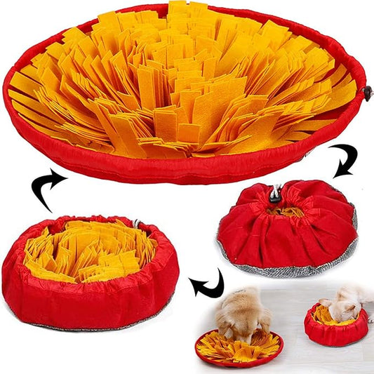 AWOOF Pet Snuffle Mat for Dogs, Interactive Feed Game for Boredom, Encourages Natural Foraging Skills for Cats Dogs Bowl Travel Use, Dog Treat Dispenser Indoor Outdoor Stress Relief (Yellow)