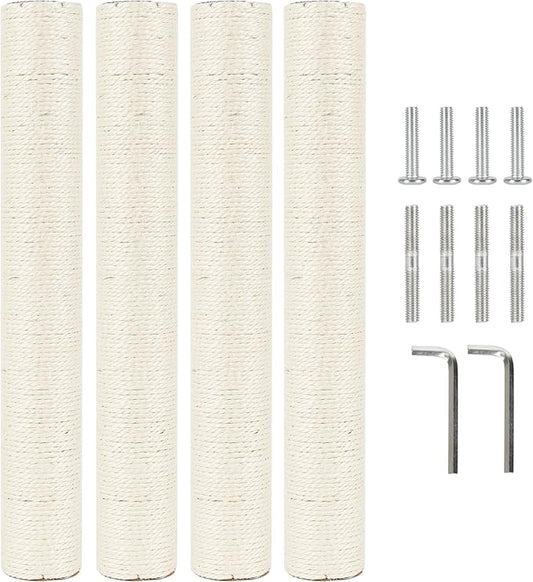 4 Pcs 2.9in 7.4cm Diameter Scratching Post Replacement Pole for Cat Tree (M8, 19.7in/50cm)