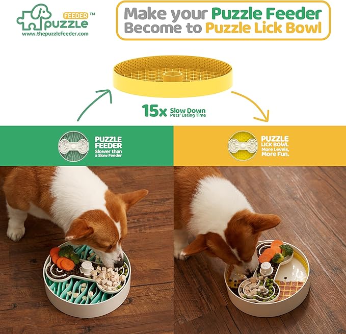 Puzzle Feeder Green Dog Bowl & Accessories, Slow Feeder Bowls for Dry, Wet, and Raw Food, Puzzle Food Bowls for Large Dogs