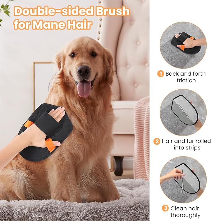 Pet Fur Removal Gloves, Suitable for Cats and Dogs. The Upgraded Version is a Reusable Static Hair Removal Tool. The Magical Brush can be Used on Bed Sheets, Sofas, Clothes, Carpets and car Seats