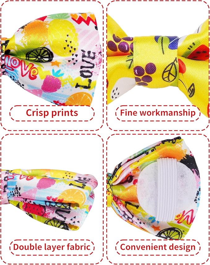 PET SHOW 10 Pack Fruit Big Dog Bow Ties for Large Medium Dogs Sliding Collar Attachments Strawberry Bowties Avocado Bowknots Holiday Party Pet Grooming Accessories(Large)