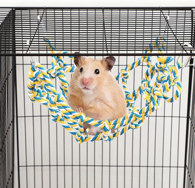 Berlune 6 Pcs Rat Ropes for Cage Rat Cage Accessories Climbing 12.6 x 9.84 Inch Bird Rope Toys for Pet Hammock Hamster Cotton Bridge Bird Ladder for Small Animal Habitat Play