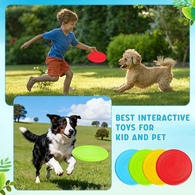 24 Sets Rubber Flying Disc Bulk 7 Inch with Ropes and Gift Cards End of Year Student Rewards Gift for Classroom Summer Kids Pets Toys Party Favors Back to School Gifts (4 Colors)